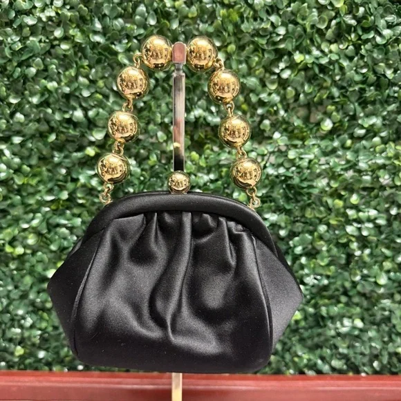 Tiffany & co. Bead Chain Bracelet Back Satin Mini Evening Bag - Picture 1 of 9